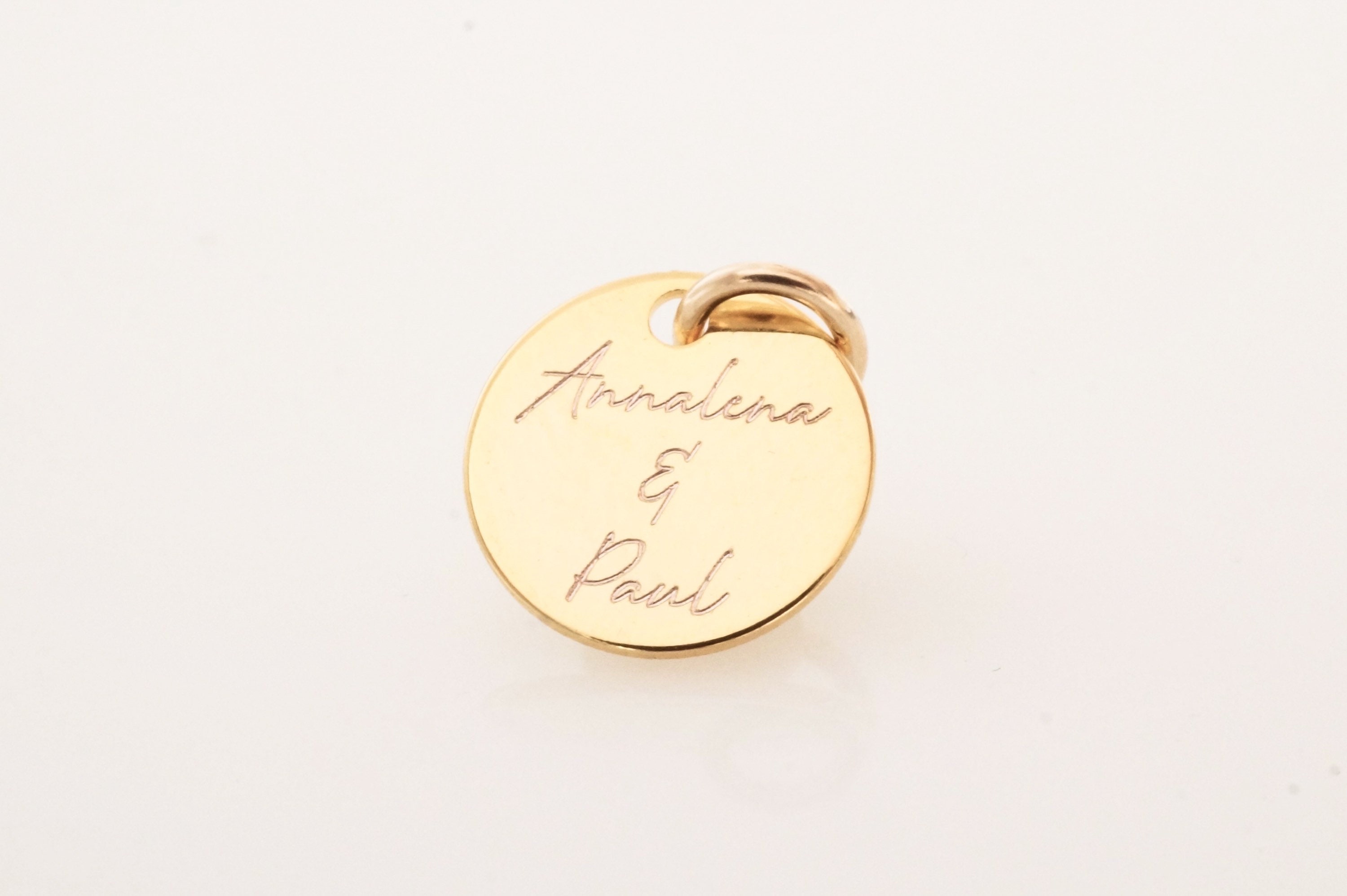 585 14k Gold Engraved Necklace With 10mm Disc Pendant, Customizable ...