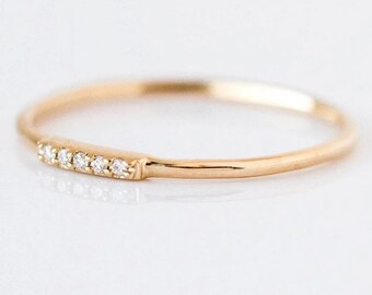 zarter Baguette Ring 925 Sterling Silber vergoldet minimalistisch layering look Vorsteckring Stapelring Diamanten Optik mit Zirkon Steinen