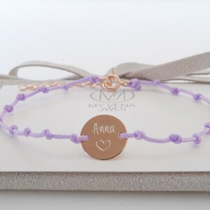 Pulsera grabada con nombre de corazón, pulsera con nombre, pulsera de nailon perlado, pulsera de amistad personalizada, regalo para novia, día de San Valentín