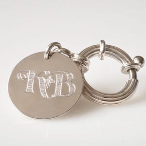 Schlüsselanhänger XL großer Federring 925 Silber Gravurplättchen Kettenanhänger Plättchen Gravur Anhänger personalisierbar Geschenk Familie