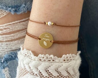 Pulsera grabada para dama de honor, madrina, nombre, amistad, nailon, regalo personalizado, mejor amiga, madrina