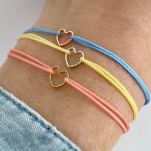 Heart bracelet friendship bracelet bracelet nylon bracelet filigree gold silver rosé gift girlfriend bracelet adjustable nylon bracelet