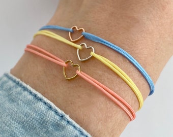 Heart bracelet friendship bracelet bracelet nylon bracelet filigree gold silver rosé gift girlfriend bracelet adjustable nylon bracelet