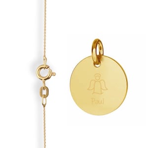 333 Gold Baptism Necklace Personalizable Gift Communion Baptismal Necklace Engraved Chain Pendant Customizable Engraving Plate Name Necklace