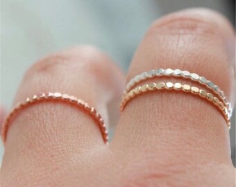 Ring 925 sterling silver ros gold plated minimalist delicate layering look pre-insert ring stacking ring beads ball ring delicate bee ring