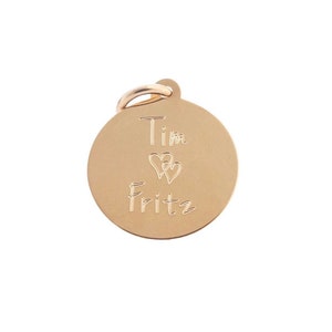 Colgante de oro de 14 k y 585 con grabado, placa de grabado, regalo de nacimiento, bautismo, nombre del niño, personalizado, colgante con grabado personalizable para cadena con nombre