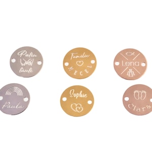 Colgante de placa de grabado, placa de grabado con 2 agujeros, colgante de nombre personalizable, personalizable, por ejemplo, para pulseras, pulseras de nailon