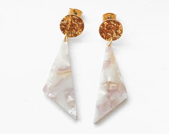 Earrings brass gold plated acetate cellulose
