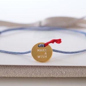 Lucky bracelet, bracelet make a wish, engraved bracelet, friendship bracelet nylon, lucky charm personalizable gift girlfriend affirmation