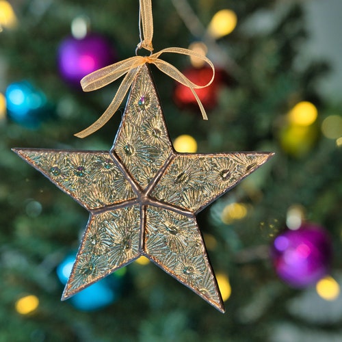 Christmas window decor hanging stained glass star, Winter window hanging, Star suncatcher home decor, gift for her, gift for mother in law