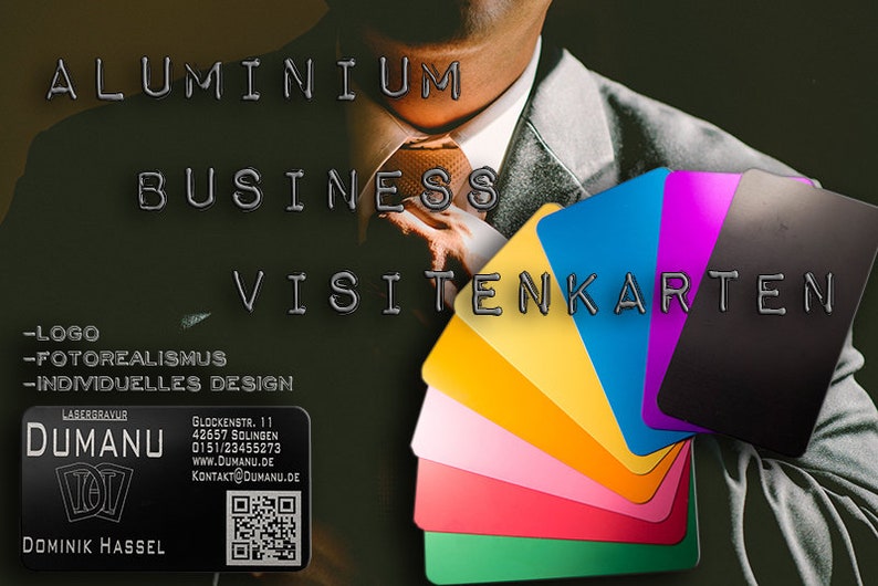 Visitenkarten Aluminium mit Lasergravur Bild 1