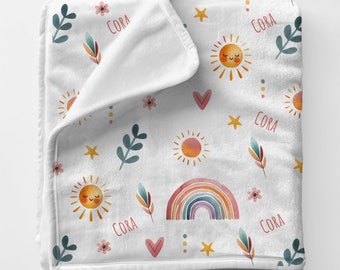 Personalized rainbow baby blanket Customized baby blanket Rainbow baby shower Nursery blanket Baby blanket Baby shower gift Nursery decor