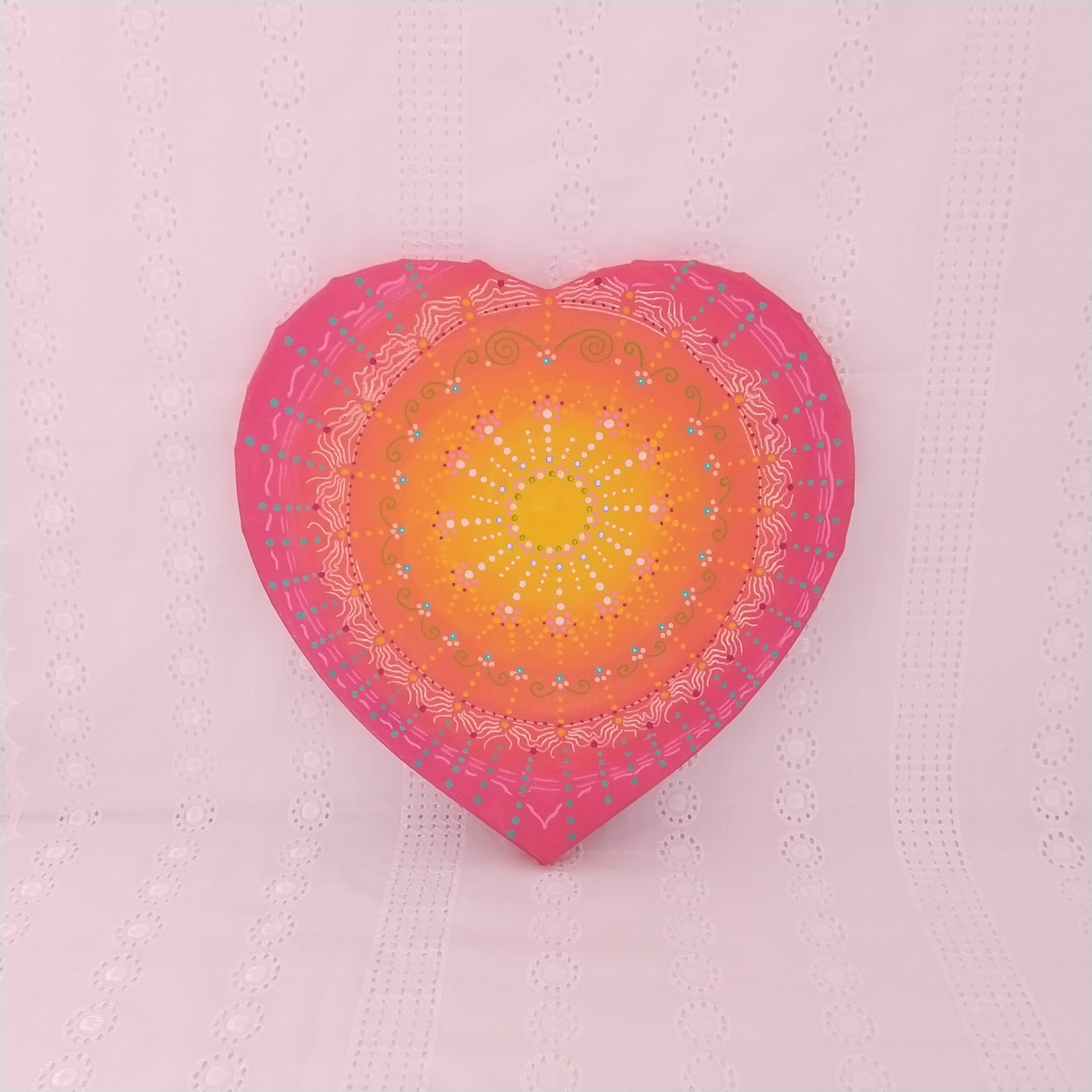 Support Énergétique Ouverture Du Cœur Tableau Rose Orange Jaune Rayonnement Joie Tendresse Amour Inc