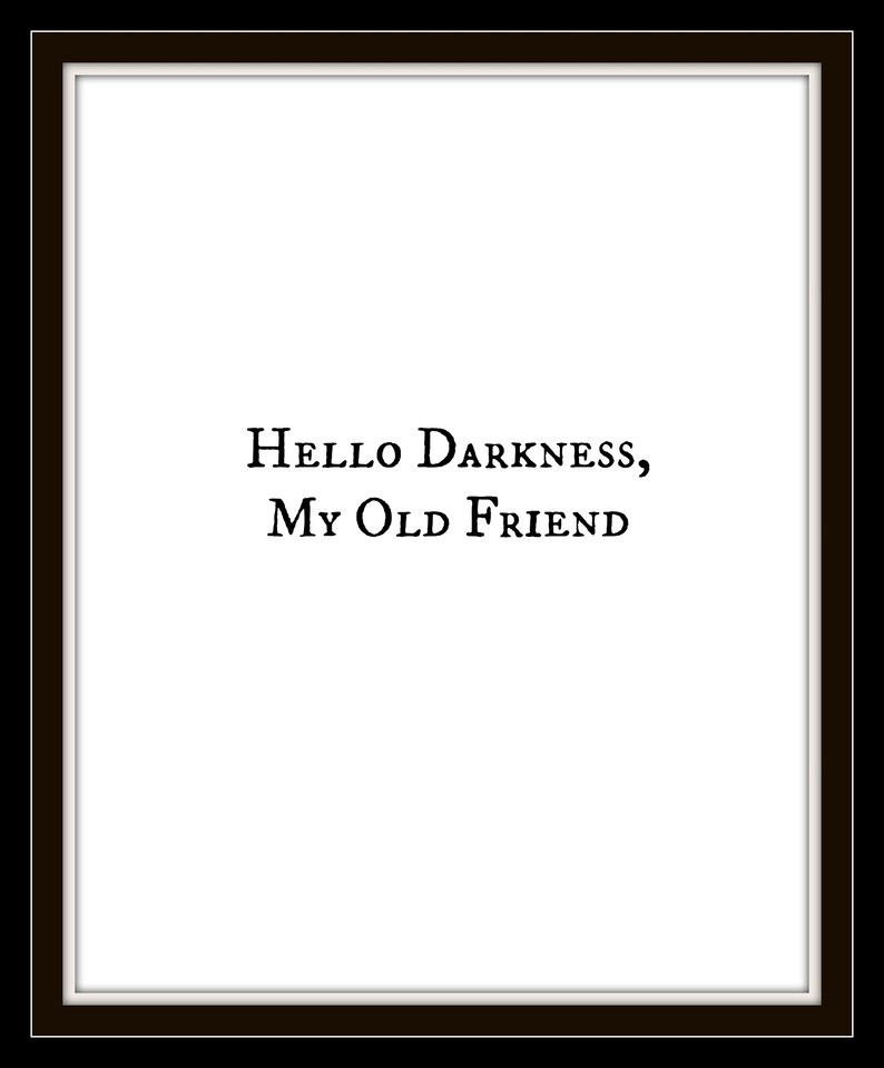 Hello Darkness My Old Friend Printable Bathroom Wall Art Etsy