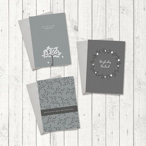 3 x Trauerkarte // Kondolenzkarte, Beileidskarte, Trauerfall, Anteilnahme, Trauerkarten Set