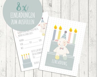 Kindereinladungs-Set "Torte" / Geburtstagseinladung / Einladungskarten