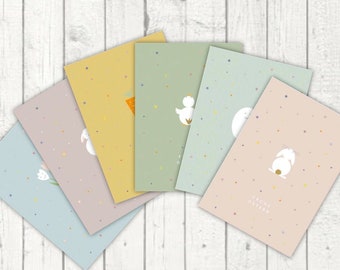 6 x Easter cards in a set | Easter postcards | Easter greetings | Cards for Easter | Easter card set