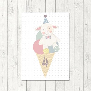Kinderpostkarte "4. Geburtstag" / Glückwunschkarte 4. Geburtstag für Kinder