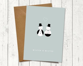 Glückwunschkarte Hochzeit "Mister & Mister" / Hochzeitskarte / Karte Schwule Hochzeit / Gay / Pride / Mann und Mann / Männerhochzeit