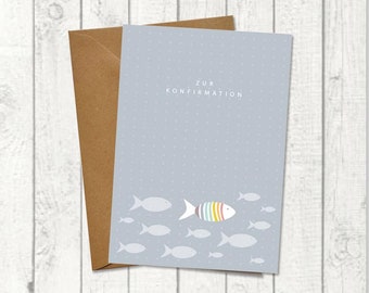 Konfirmation Glückwunschkarte "Regenbogenfisch" | Konfirmationskarte, Karte zur Konfirmation