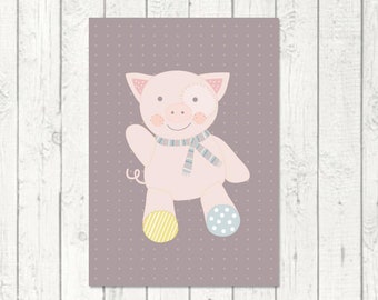 Postkarte "Schweinchen" / Einladung Kindergeburtstag / Postkarte Kinder