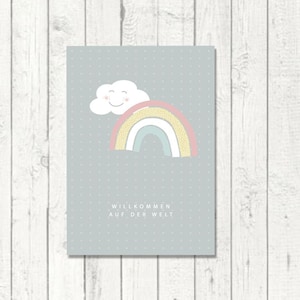 Postkarte zur Geburt / zum Baby "Regenbogen Baby"