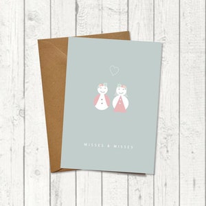 Glückwunschkarte Hochzeit "Misses & Misses" / Hochzeitskarte / Karte Lesbische Hochzeit / Frauenhochzeit