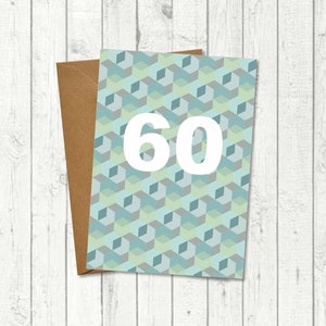Glückwunschkarte "60. Geburtstag" | Glückwunschkarte zum Geburtstag, Geburtstagskarte