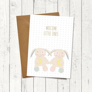 Card for birth / twins &quot;Welcome little ones&quot; / congratulations card twins / baby card for birth