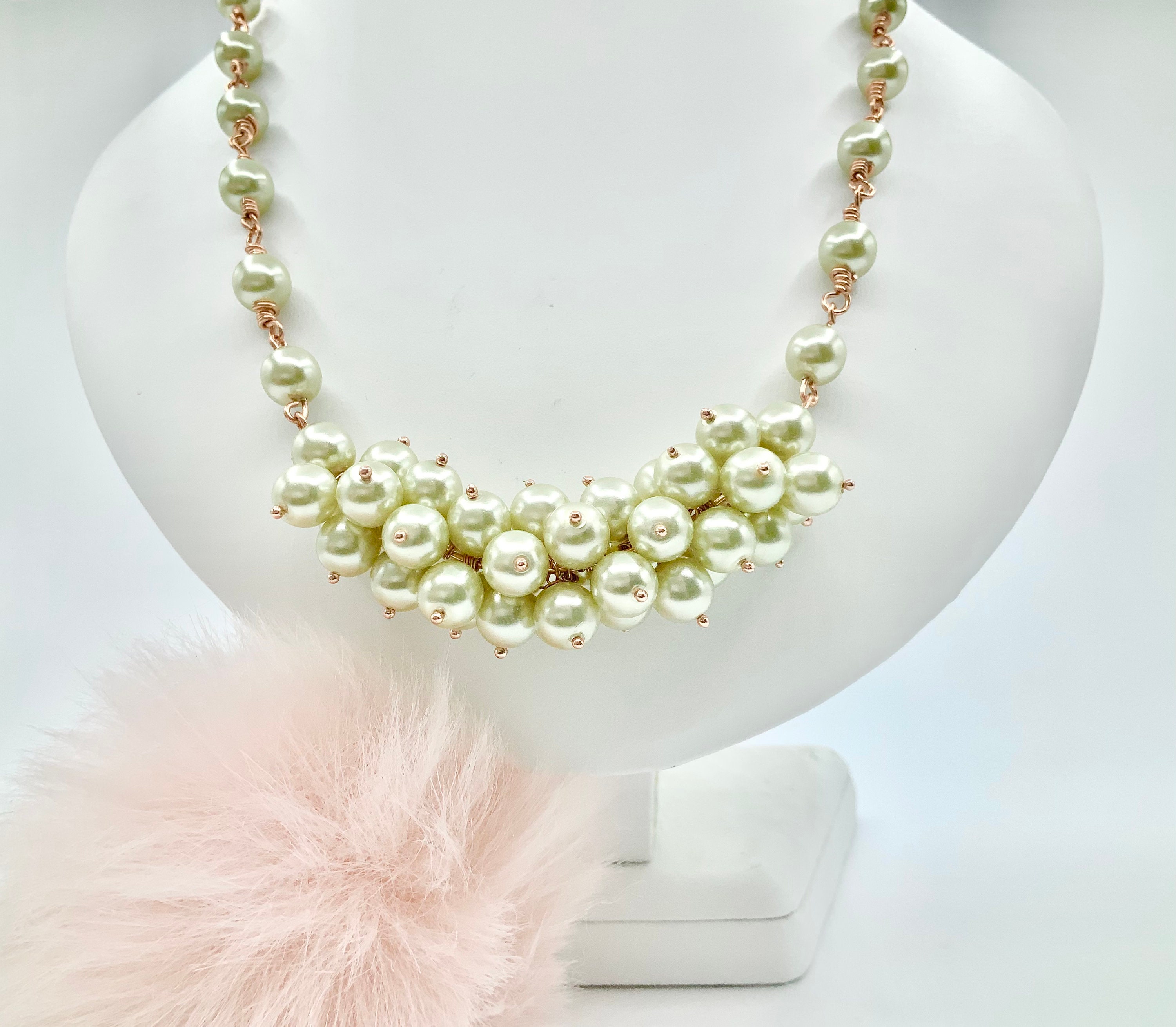 Beautiful Antique Pearl Cluster Necklace Set Dj13543 - DREAMJWELL - 179061
