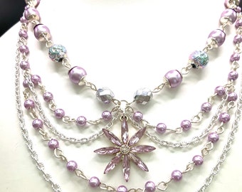 Fairycore Pearl Choker Necklace, Angelcore Necklace, Aesthetic Necklace, Handmade Jewelry, Cottagecore Necklace
