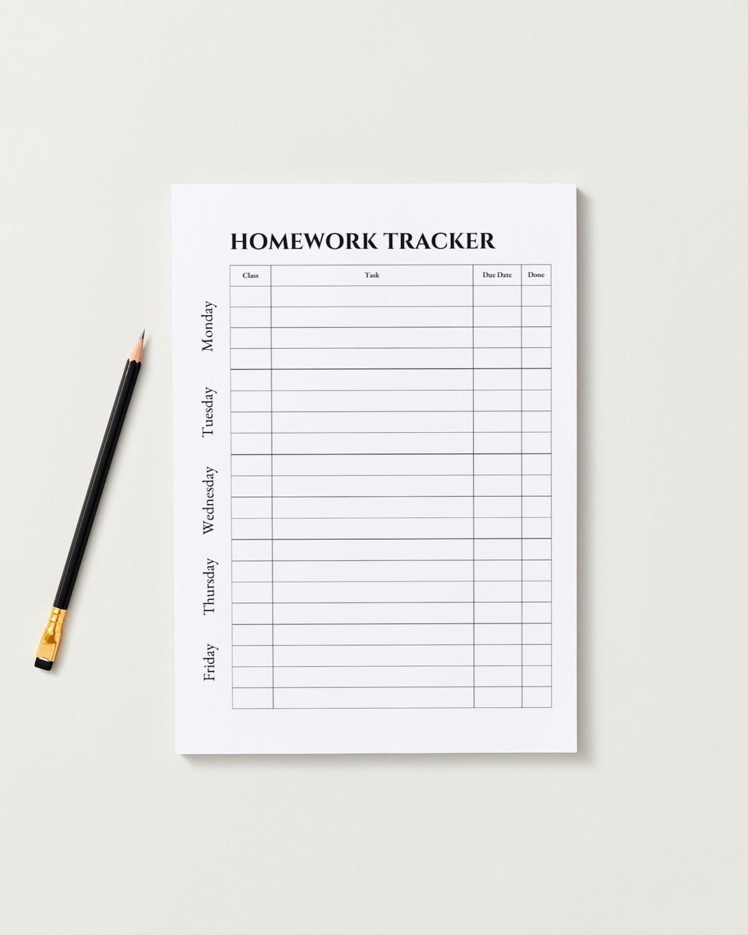 Weekly Homework Tracker Printable | Student Assignment Planner | Two ...