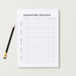 Weekly Homework Tracker Printable | Student Assignment Planner | Two Weekly Layouts | US Letter and A4
