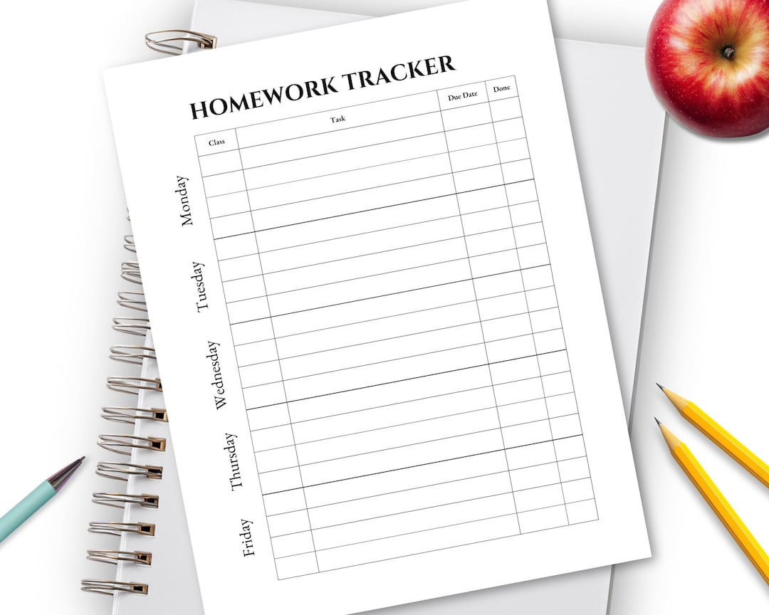 Homework Tracker Printable PDF | Student Assignment Planner | Weekly ...