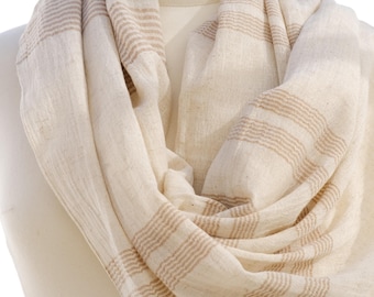 Handwoven Hemp Cotton Scarf – Turkish Wrap, Minimalist Shawl