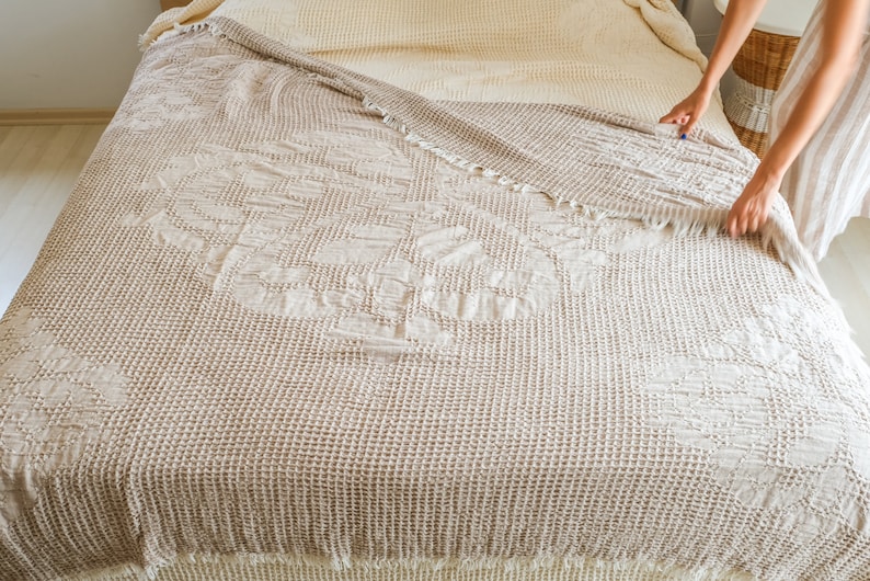 Lightweight Waffle Bed Spread Extra Soft Cotton Blanket Etsy