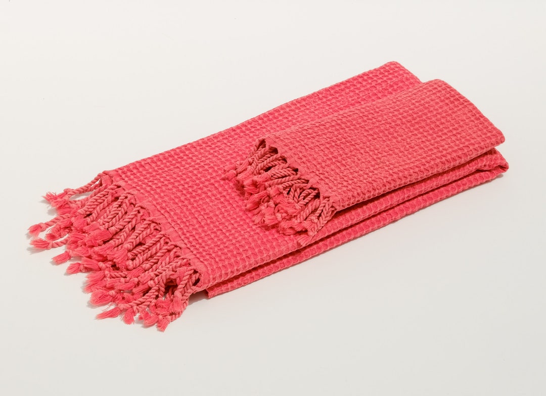 Turkish Hand Towel in Coral Red Quickdry Stonewashed Face Etsy