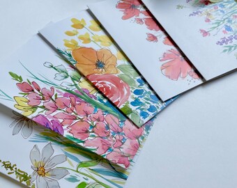 Variety Pack Original Watercolor Cards, Hand-painted Greeting Cards,  Variety Pack of 3, 5 or 10, Original Watercolor, Blank Card, Handmade 