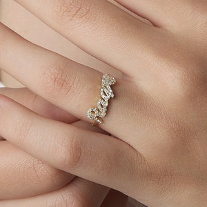 Pave name ring - custom name ring - pave name ring -Pave custom name ring - gift for her - personalized ring - 14k gold ring
