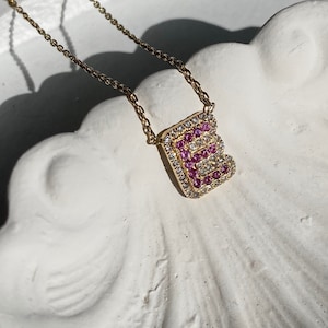 Pave Birthstone Initial Necklace, 14K Gold Custom Gemstone Necklace, Dainty Initial Personalized Necklace, Gift for Her, PersonalizedJewelry
