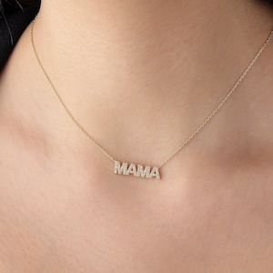 Pave Mama necklace - Mama Necklace - Mothers  Necklace - Gift for her - Mother&#39;s Day gift - 14k Gold Mama Necklace - perfect gift for mom