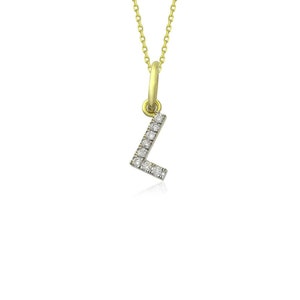Personalized Initial Charm Necklace With Cz Diamond, Custom Initial Necklace, Gold Handmade Initial Necklace, Gift For Her,