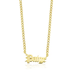Gothic Solid Name Cuban Link Necklace - Personalized Nameplate Gothic Necklace - Custom Gothic Choker - Gift for Her- Monogram Name Necklace