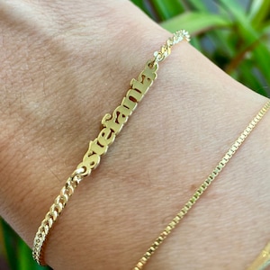 Custom Name Bracelet Bold Curb Chain - Simple Block Name Bracelet - Personalized Nameplate Bracelet - Personalized Gift
