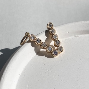 Custom Dainty Pave Letter Charm with CZ Diamonds, Handmade Gold Cute Initial Necklace, Personalized Handmade Jewelry,