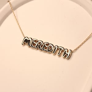 Collar con letra de burbuja de oro de 14 quilates - Collar con nombre de burbuja - Regalos para novias - Collar con inicial - Regalo personalizado para ella, regalo para niños