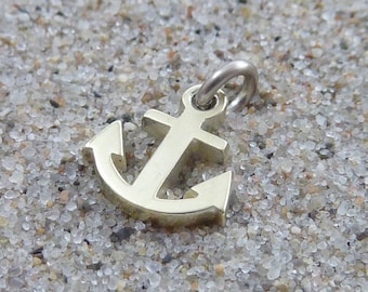 small anchor, 585 yellow gold, anchor pendant, without chain