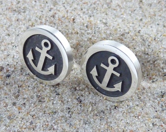 Cufflinks anchor silver 925, No. 1