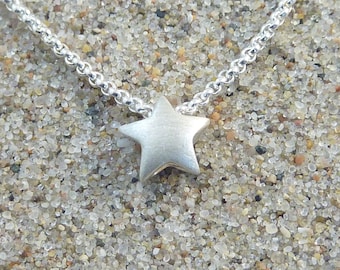 small star pendant with pea chain, silver 925