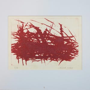 Large abstract etching "Intertwining" with passe-partout